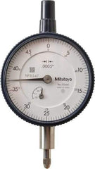 Mitutoyo - 1/8" Range, 0-50 Dial Reading, 0.0005" Graduation Dial Drop Indicator - 2-1/4" Dial, 0.05" Range per Revolution, 0.0005" Accuracy, Revolution Counter - Eagle Tool & Supply