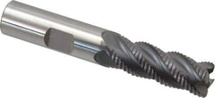 ProMax - 1/2" Diam, Fine Pitch, 1-1/4" LOC, 4 Flute Solid Carbide 0.055-0.065" Corner Radius Roughing End Mill - AlTiN Finish, 3" OAL, 1/2" Shank Diam, Single End, Centercutting, 40° Helix - Eagle Tool & Supply
