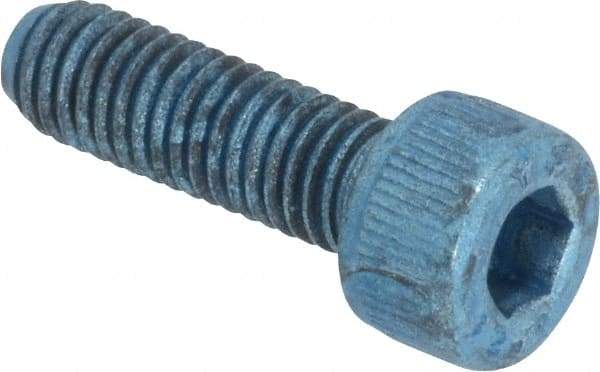Metric Blue - M5x0.80 Metric Coarse Hex Socket Drive, Socket Cap Screw - Grade 12.9 Alloy Steel, Metric Blue Finish, Fully Threaded, 16mm Length Under Head - Eagle Tool & Supply