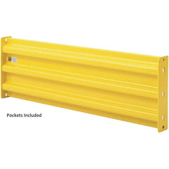 Steel King - 9' Long x 14" High, Yellow Steel Straight Heavy Duty Guard Rail - 3 Rails Accommodated, 2-1/2" Deep, 94 Lb - Eagle Tool & Supply