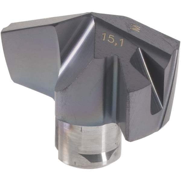 Iscar - Series ICM, 0.594" Diam Grade IC908 140° Replaceable Drill Tip - Carbide, TiAlN Finish, 15 Seat Size, Through Coolant - Eagle Tool & Supply