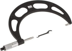 Starrett - 6" to 7" Mechanical Satin Chrome Coated Blade Micrometer - 0.001" Graduation, 0.76mm Blade Thickness, Speeder Thimble - Eagle Tool & Supply