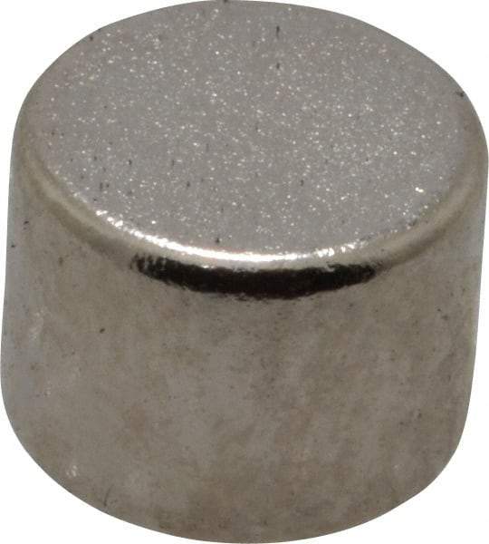 Mag-Mate - 1/4" Diam x 3/16" High Neodymium Rare Earth Magnet - 1.5 Lb Max Capacity, 200°F Max, Nickel Plated - Eagle Tool & Supply