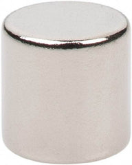 Mag-Mate - 1/4" Diam x 1/4" High Neodymium Rare Earth Magnet - 1.8 Lb Max Capacity, 200°F Max, Nickel Plated - Eagle Tool & Supply