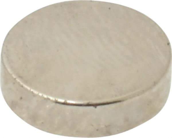 Mag-Mate - 3/8" Diam x 0.1" High Neodymium Rare Earth Magnet - 2 Lb Max Capacity, 200°F Max, Nickel Plated - Eagle Tool & Supply