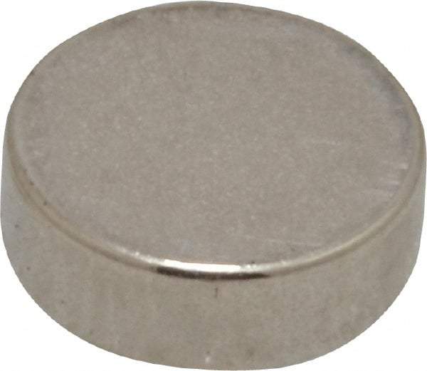 Mag-Mate - 3/8" Diam x 1/8" High Neodymium Rare Earth Magnet - 2.6 Lb Max Capacity, 200°F Max, Nickel Plated - Eagle Tool & Supply