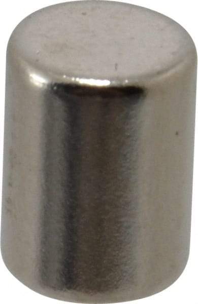 Mag-Mate - 3/8" Diam x 1/2" High Neodymium Rare Earth Magnet - 6.7 Lb Max Capacity, 200°F Max, Nickel Plated - Eagle Tool & Supply