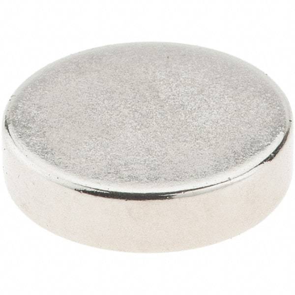 Mag-Mate - 1/2" Diam x 1/8" High Neodymium Rare Earth Magnet - 4 Lb Max Capacity, 200°F Max, Nickel Plated - Eagle Tool & Supply