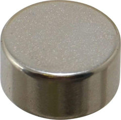 Mag-Mate - 1/2" Diam x 1/4" High Neodymium Rare Earth Magnet - 6.5 Lb Max Capacity, 200°F Max, Nickel Plated - Eagle Tool & Supply