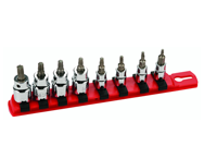 8 Piece - On 1/4" IP9; IP10; IP15; IP20. On 3/8" IP25; IP27; IP30 & IP40 On Rail - 1/4 & 3/8" Drive - TorxPlus Socket Set - Eagle Tool & Supply