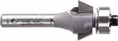 Amana Tool - 3/4" Cut Diam, 9/32" Length of Cut, 2 Flute Chamfer Edge Profile Router Bit - Carbide-Tipped, 1/4" Shank Diam, 2-3/32" OAL, Uncoated - Eagle Tool & Supply