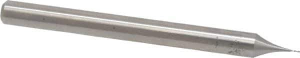Made in USA - 0.01", 0.03" LOC, 1/8" Shank Diam, 1-1/2" OAL, 2 Flute, High Speed Steel Square End Mill - Single End, Uncoated, Centercutting - Eagle Tool & Supply