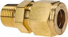 Parker - 1/2" OD, Brass Male Connector - 2,200 Max Working psi, 13/16" Hex, Comp x MNPT Ends - Eagle Tool & Supply