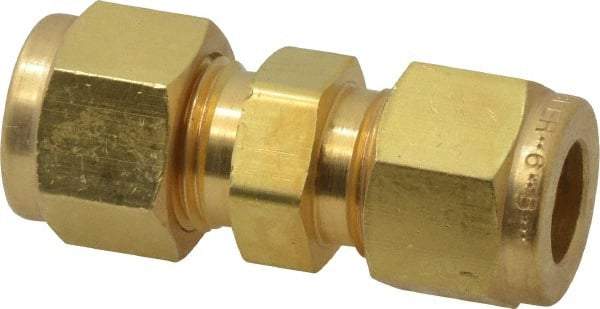 Parker - 3/8" OD, Brass Union - 2,300 Max Working psi, 5/8" Hex, Comp x Comp Ends - Eagle Tool & Supply