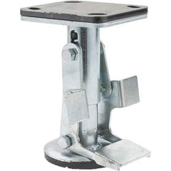 Hamilton - Floor Truck Lock for 5" Diam Caster Wheels - 5-3/4" Retracted Clearance, 4" x 4-1/2" Top Plate Size, 2-5/8" x 3-5/8" Slotted to 3" x 3" Bolt Hole Spacing - Eagle Tool & Supply