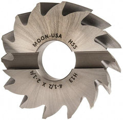 Made in USA - 4-1/2" Diam, 1-1/2" Arbor Hole Diam, 2-1/4" Length of Cut, 14 Flute, High Speed Steel, Finisher Shell End Mill - Right Hand Cut, Right Hand Spiral Flute, Uncoated - Eagle Tool & Supply