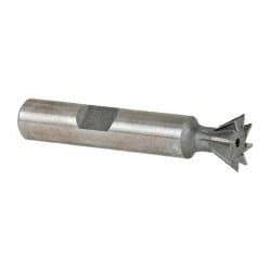 Made in USA - 1/2" Diam x 7/32" Width of Cut, 60° Included Angle, Cobalt Dovetail Cutter - 3/8" Shank Diam, 2-1/8" Overall Length, Weldon Flat, Uncoated - Eagle Tool & Supply