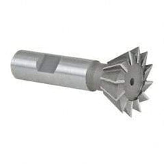 Made in USA - 1-3/8" Diam x 9/16" Width of Cut, 60° Included Angle, Cobalt Dovetail Cutter - 5/8" Shank Diam, 2-7/8" Overall Length, Weldon Flat, Uncoated - Eagle Tool & Supply