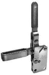 Lapeer - 600 Lb Holding Capacity, Vertical Handle, Manual Hold Down Toggle Clamp - 57° Handle Movement, 106° Bar Opening, U-Bar, Straight Base, Carbon Steel - Eagle Tool & Supply