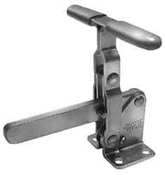 Lapeer - 700 Lb Holding Capacity, Vertical Handle, Manual Hold Down Toggle Clamp - 57° Handle Movement, 106° Bar Opening, Solid Bar, Flanged Base, Carbon Steel - Eagle Tool & Supply