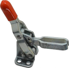 Lapeer - 200 Lb Holding Capacity, Vertical Handle, Manual Hold Down Toggle Clamp - 64° Handle Movement, 110° Bar Opening, U-Bar, Flanged Base, Carbon Steel - Eagle Tool & Supply