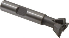 Made in USA - 3/4" Diam x 1/4" Width of Cut, 60° Included Angle, Carbide-Tipped Dovetail Cutter - 3/8" Shank Diam, 2-1/4" Overall Length, 0.02" Corner Radius, Weldon Flat, Uncoated - Eagle Tool & Supply