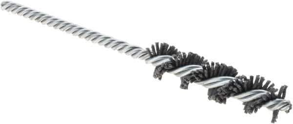 Weiler - 1/2" Diam Helical Nylon Tube Brush - Double Spiral, 0.04" Filament Diam, 2" Brush Length, 5" OAL, 3/16" Diam Galvanized Steel Shank - Eagle Tool & Supply