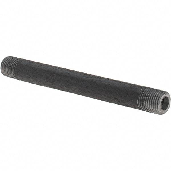 Made in USA - Schedule 80, 1/8" Diam x 3-1/2" Long Black Pipe Nipple - Threaded - Eagle Tool & Supply