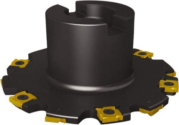 Seco - Shell Mount Connection, 1/4" Cutting Width, 1.22" Depth of Cut, 127mm Cutter Diam, 1-1/4" Hole Diam, 6 Tooth Indexable Slotting Cutter - R335.19 Toolholder, SNHQ 1204L, SNHQ 1204R Insert, Right Hand Cutting Direction - Eagle Tool & Supply