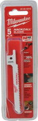 Milwaukee Tool - 3-1/2" Long x 5/16" Thick, Bi-Metal Reciprocating Saw Blade - Scroll Profile, 10 TPI, Toothed Edge, Universal Shank - Eagle Tool & Supply