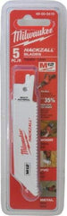 Milwaukee Tool - 4" Long x 3/4" Thick, Bi-Metal Reciprocating Saw Blade - Straight Profile, 10 TPI, Toothed Edge, Universal Shank - Eagle Tool & Supply