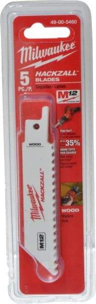 Milwaukee Tool - 4" Long x 3/4" Thick, Bi-Metal Reciprocating Saw Blade - Straight Profile, 6 TPI, Toothed Edge, Universal Shank - Eagle Tool & Supply