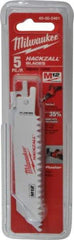 Milwaukee Tool - 4" Long x 3/4" Thick, Bi-Metal Reciprocating Saw Blade - Straight Profile, 6 TPI, Toothed Edge, Universal Shank - Eagle Tool & Supply