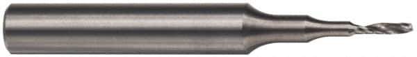 Accupro - 1/4" Cutting Diam x 1-1/4" Length of Cut, 1 Flute, Upcut Spiral Router Bit - Uncoated, Right Hand Cut, Solid Carbide, 3" OAL x 1/4" Shank Diam, Single Edge, 21° Helix Angle - Eagle Tool & Supply