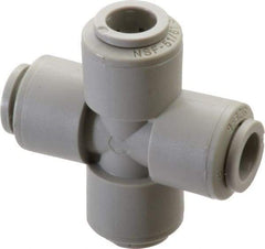 Parker - 3/8" Outside Diam, Acetal Push-to-Connect Tube Cross - 300 Max psi, Tan - Eagle Tool & Supply