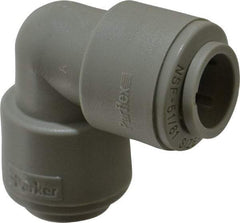 Parker - 1/2" Outside Diam, Acetal Push-to-Connect Tube Union Elbow - 250 Max psi, Tan - Eagle Tool & Supply