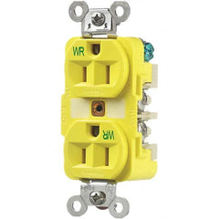 Hubbell Wiring Device-Kellems - 125V 15A NEMA 5-15R Industrial Grade Yellow Straight Blade Duplex Receptacle - Eagle Tool & Supply