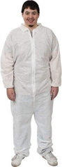 PRO-SAFE - Size XL SMS Chemical Resistant Coveralls - White, Zipper Closure, Elastic Cuffs, Elastic Ankles, Serged Seams, ISO Class 6 - Eagle Tool & Supply