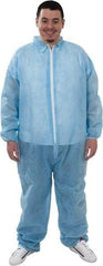 PRO-SAFE - Size XL Polypropylene General Purpose Coveralls - Blue, Zipper Closure, Elastic Cuffs, Elastic Ankles, Serged Seams, ISO Class 7 - Eagle Tool & Supply