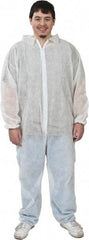 PRO-SAFE - Size XL Polypropylene General Purpose Coveralls - White, Zipper Closure, Elastic Cuffs, Elastic Ankles, Serged Seams, ISO Class 7 - Eagle Tool & Supply