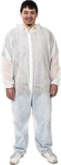 PRO-SAFE - Size 3XL Polypropylene General Purpose Coveralls - White, Zipper Closure, Elastic Cuffs, Elastic Ankles, Serged Seams, ISO Class 7 - Eagle Tool & Supply