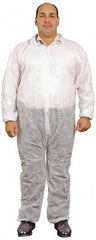 PRO-SAFE - Size M Polypropylene General Purpose Coveralls - White, Zipper Closure, Elastic Cuffs, Elastic Ankles, Serged Seams, ISO Class 7 - Eagle Tool & Supply