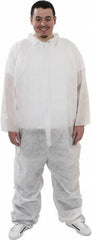 PRO-SAFE - Size XL Polypropylene General Purpose Coveralls - White, Zipper Closure, Elastic Cuffs, Elastic Ankles, Serged Seams, ISO Class 7 - Eagle Tool & Supply