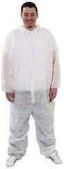 PRO-SAFE - Size 3XL Polypropylene General Purpose Coveralls - White, Zipper Closure, Elastic Cuffs, Elastic Ankles, Serged Seams, ISO Class 7 - Eagle Tool & Supply