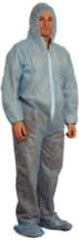 PRO-SAFE - Size M Polypropylene General Purpose Coveralls - Blue, Zipper Closure, Elastic Cuffs, Open Ankles, Serged Seams, ISO Class 7 - Eagle Tool & Supply