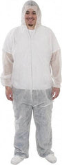 PRO-SAFE - Size 2XL Polypropylene General Purpose Coveralls - White, Zipper Closure, Elastic Cuffs, Open Ankles, Serged Seams, ISO Class 7 - Eagle Tool & Supply