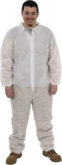 PRO-SAFE - Size M Polypropylene General Purpose Coveralls - White, Zipper Closure, Elastic Cuffs, Elastic Ankles, Serged Seams, ISO Class 7 - Eagle Tool & Supply
