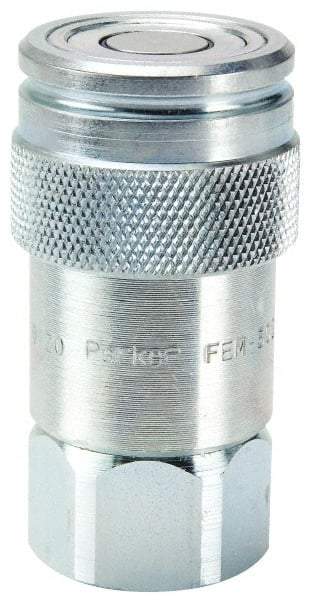Parker - 1-1/16-12 SAE Steel Hydraulic Hose Female Straight Thread Coupler & No Lock Fitting - 3,625 psi - Eagle Tool & Supply