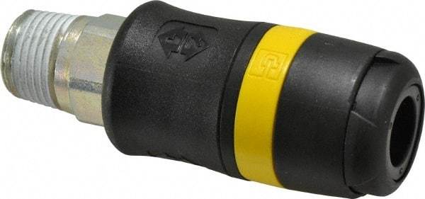 Parker - 1/2 Male NPTF Industrial Pneumatic Hose Coupler - Polyamide, 3/8" Body Diam - Eagle Tool & Supply