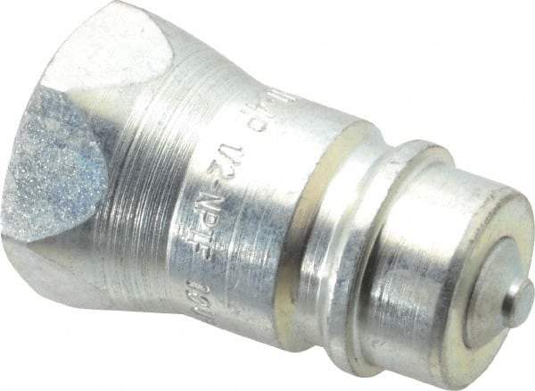Parker - 1/2 NPTF Steel Hydraulic Hose Female Pipe Thread Nipple & Poppet - 3,000 psi - Eagle Tool & Supply